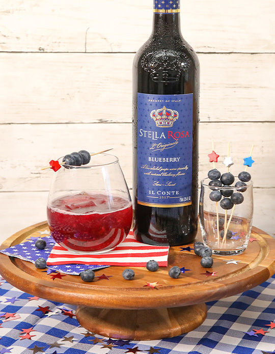 Red, White, and Blueberry cocktail.